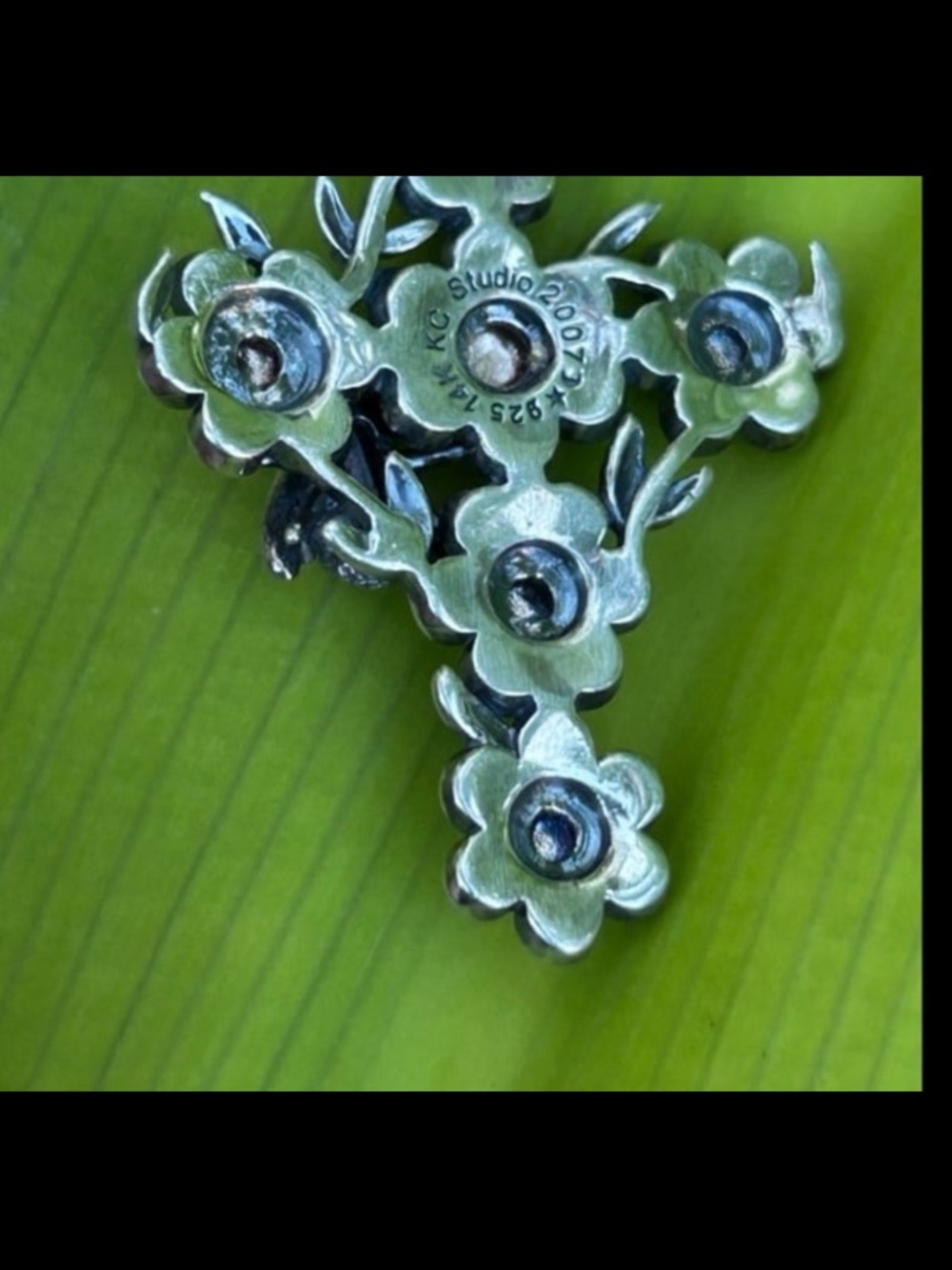 Barry Kieselstein KC Studio Silver 14K Gold Flower Bee Cross Enhancer Pendant - Picture 4 of 13